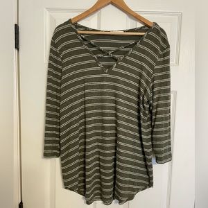 Emory Park striped sweater top with cross detail